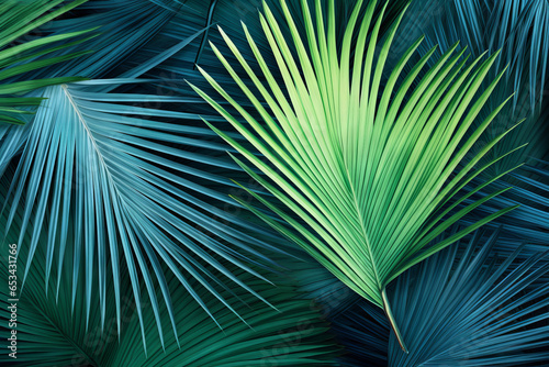 Closeup of tropical palm leaves pattern