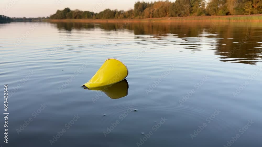 Water pollution. Coffee paper cup Garbage. Marine pollution. Aquatic ...