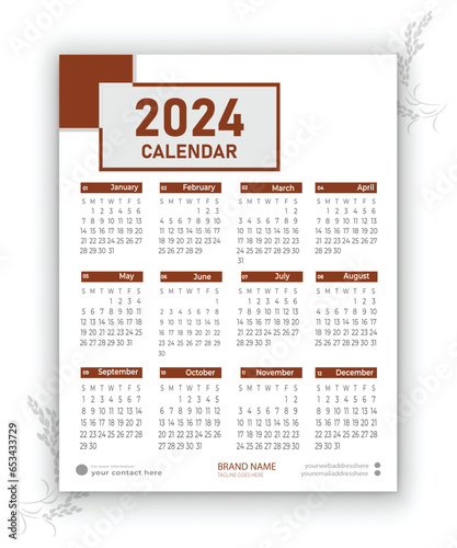 2024 calendar template design editable