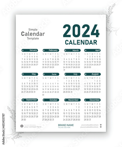2024 calendar template design editable