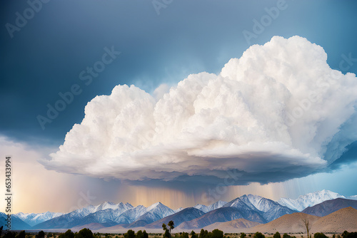 storm clouds travel over the mountains and sky gen ai