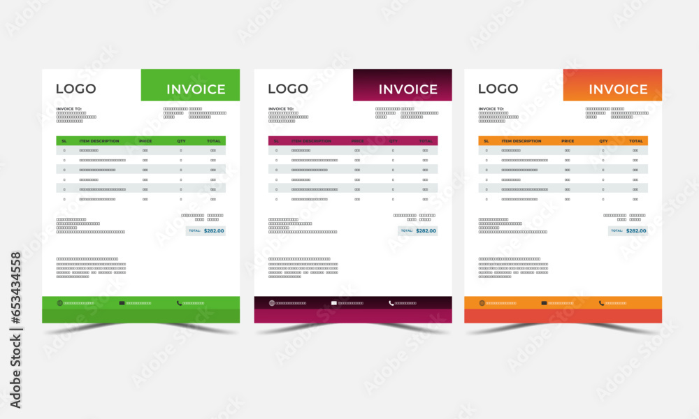 Business invoice form template. Tax form, bill graphic or payment receipt page