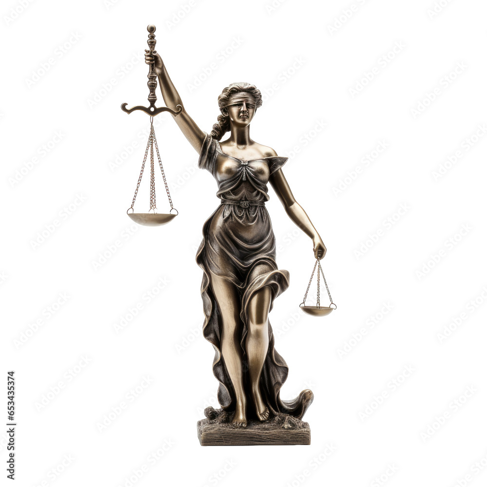 Fotografie Justice bronze lady statue on transparent background