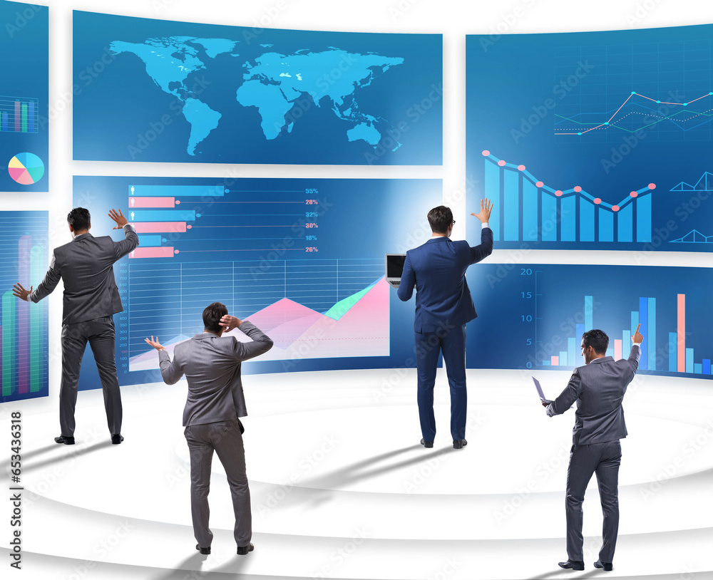 Businessman in business visualization and infographics concept Businessman in business visualization and infographics concept