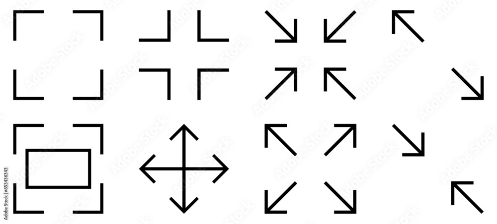 Set of full screen and exit full screen icons. Design can use for web and mobile app. Vector illustration