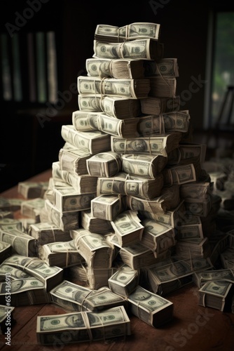 A large stack of hundred-do...