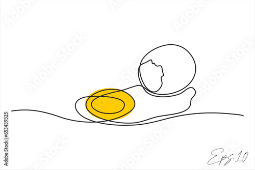 broken egg continuous line vector illustration
