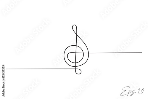 musical note continuous line vector illustration