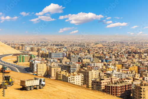 Obraz na płótnie Typical living district of Cairo, old and building houses view, Egypt w salonie