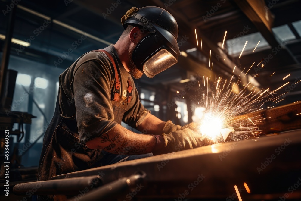 Industrial Welder With Torch. Generative AI Industrial Welder With Torch. Generative AI