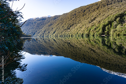 Mirror Lakes in the South Island of New Zealand photo