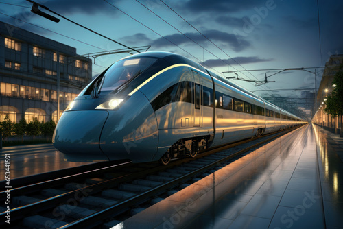 A high-speed electric train, providing an eco-friendly alternative to air travel for commuters. Generative Ai.