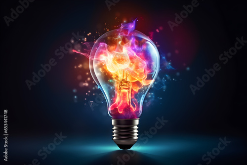 Creative light bulb pink background. Think differently. Creative idea concept