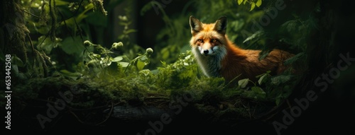 a fox standing regally in a sunlit forest clearing, showcasing the beauty of wildlife in its natural habitat.