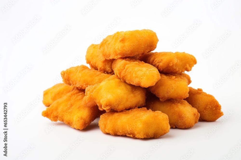 Crispy Chicken Nuggets on Seamless White Background