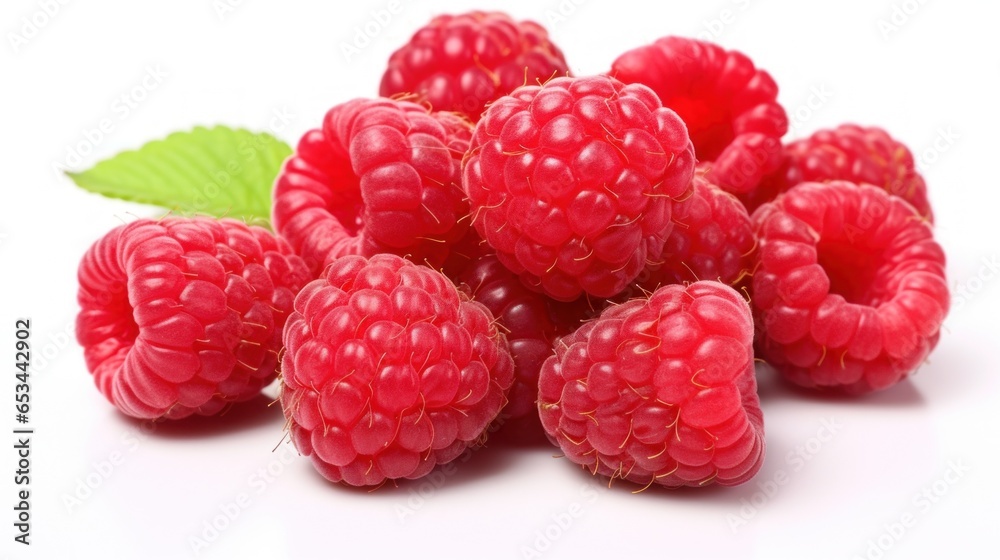 Macro Shot of Raspberries on White Background Macro Shot of Raspberries on White Background