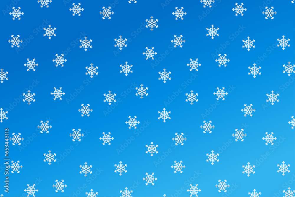 Seamless snowflakes pattern swatch vector uniform shapes on sky blue gradient background Seamless snowflakes pattern swatch vector uniform shapes on sky blue gradient background