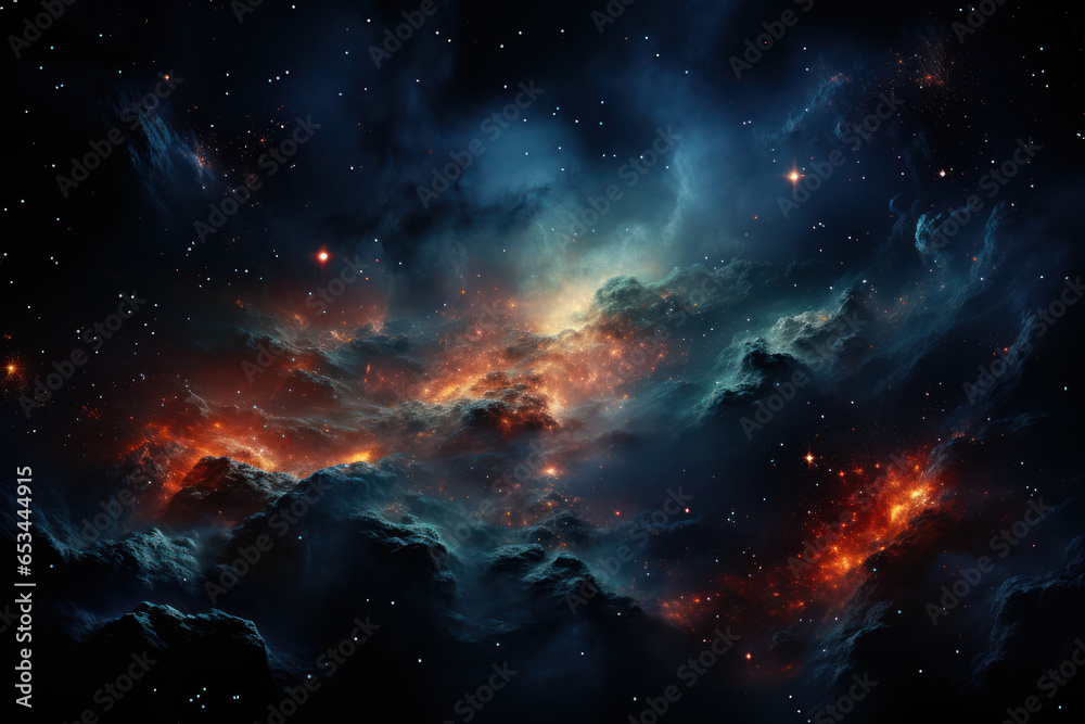 Fototapeta premium A view of the Milky Way galaxy, our cosmic home among billions of other galaxies. Generative Ai.