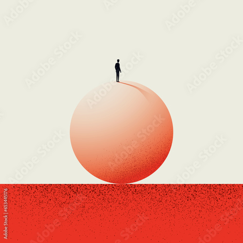 Business decision making and contemplation. Symbol of challenge, ambition, achievement. Minimal illustration.