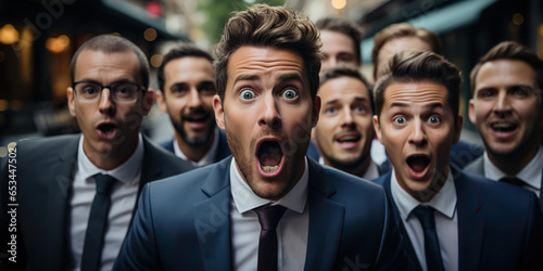 A group of businessmen with open mouths
