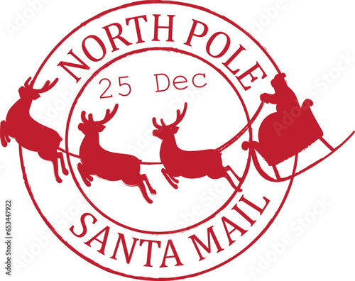 Christmas Postal Rubber Stamp. North Pole Delivery
