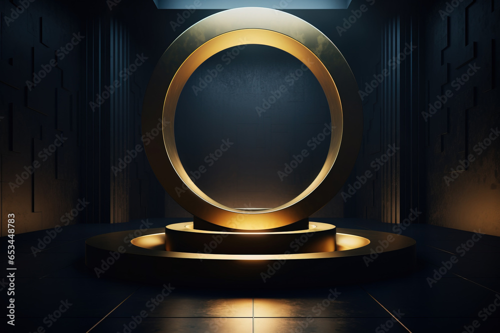 Empty interior with circle copy space Empty interior with circle copy space