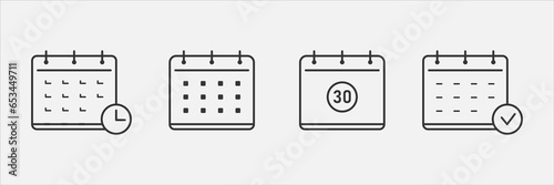 Calendar line icon set. Planing, deadline, time managment infographic. Vector