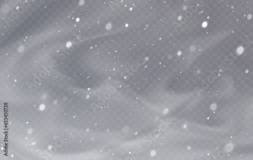 Snow blizzard texture, christmas winter background. Snowflakes flying in the sky isolated on transparent background	
