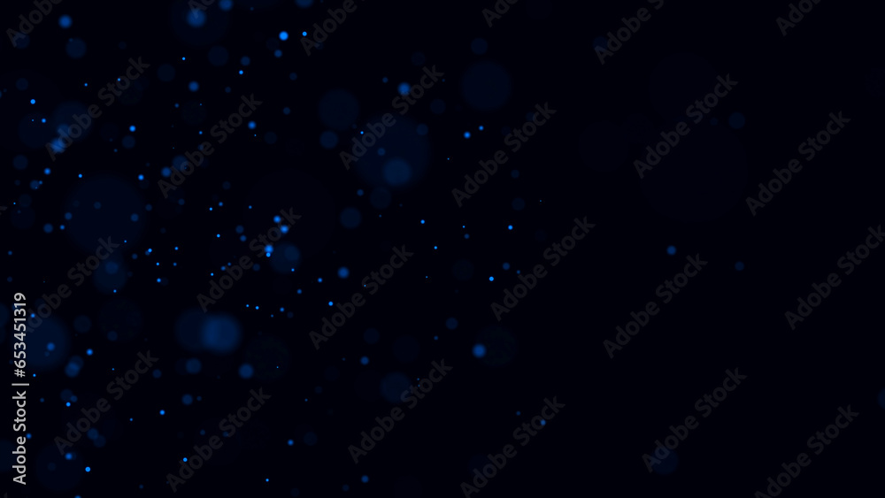 Abstract dust particles with blue light on dark background. Science backdrop with moving glittering dots. Flying particles with effect bokeh. 3d rendering. Abstract dust particles with blue light on dark background. Science backdrop with moving glittering dots. Flying particles with effect bokeh. 3d rendering.