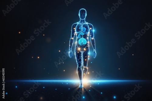 front view full body Transparent human silhouette. ai generative