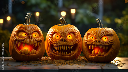 Spooky Pumpkin Heads. Halloween. pumpkin jack o lantern. (ID: 653452105)