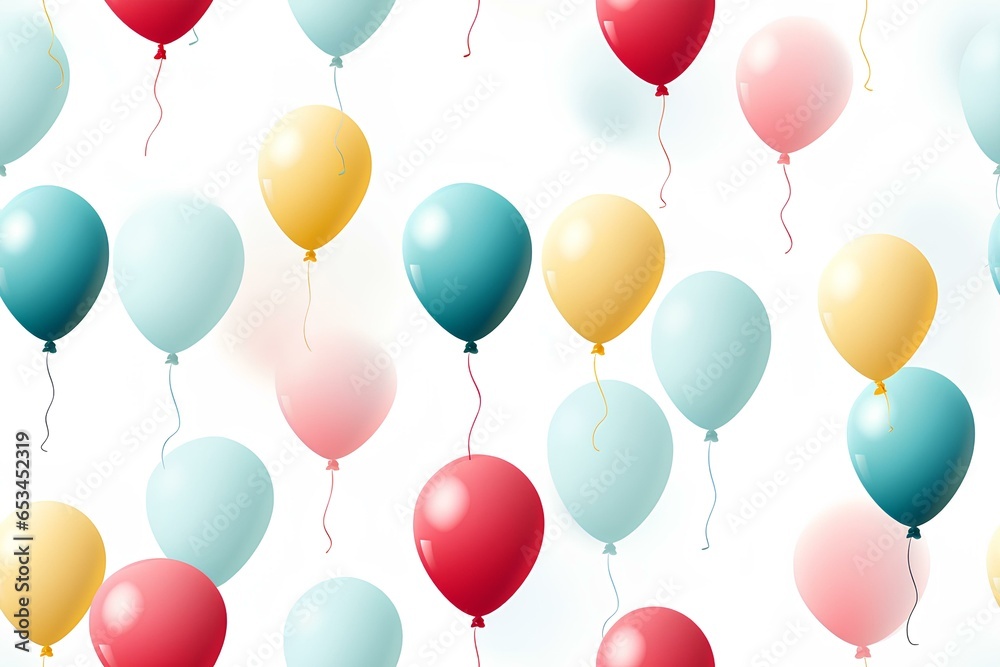 birthday baloons on white background illustration seamless pattern images. playful cartoon style flat design. generative AI