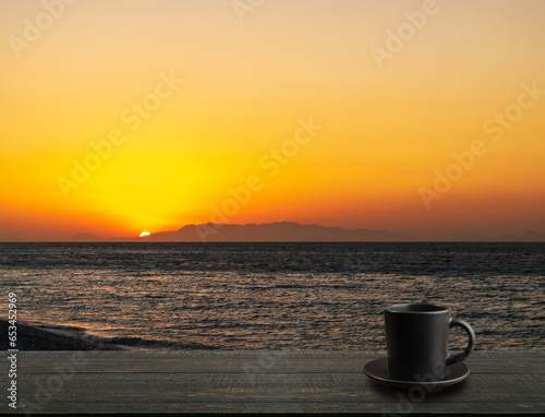 Black Coffee Cup on Blurred Beautiful View Background © ange1011