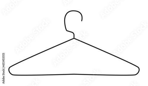 Clothes hanger. Cloakroom simple pictogram. Line icon vector isolated on white background. Wardrobe symbol. Clothes rack sign. Eps.