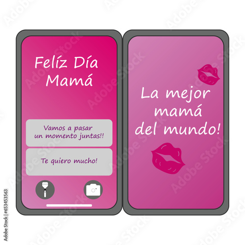 Tarjeta día de la madre. Diseño celular tarjeta del Día de la Madre. 2500x 2500 px. Ilustración vectorial