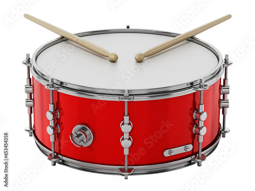 Snare drum set isolated on transparent background. 3D illustration photo