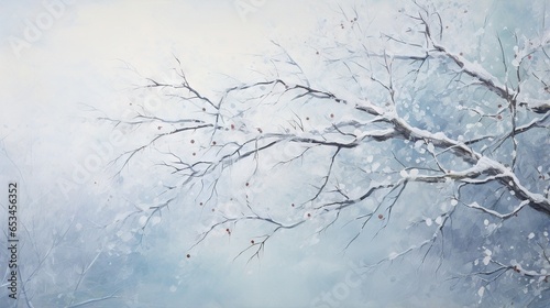  a painting of a tree with no leaves on it's branches. generative ai