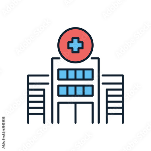 Hospital Building related vector icon. Hospital sign. Isolated on white background. Editable vector illustration
