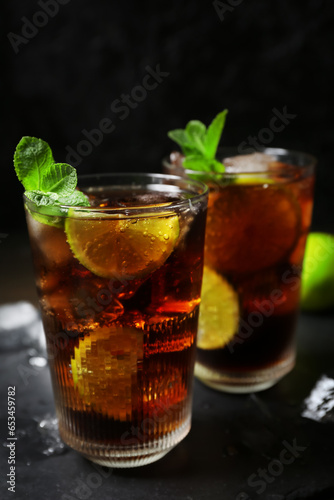 Glasses of tasty Cuba Libre...