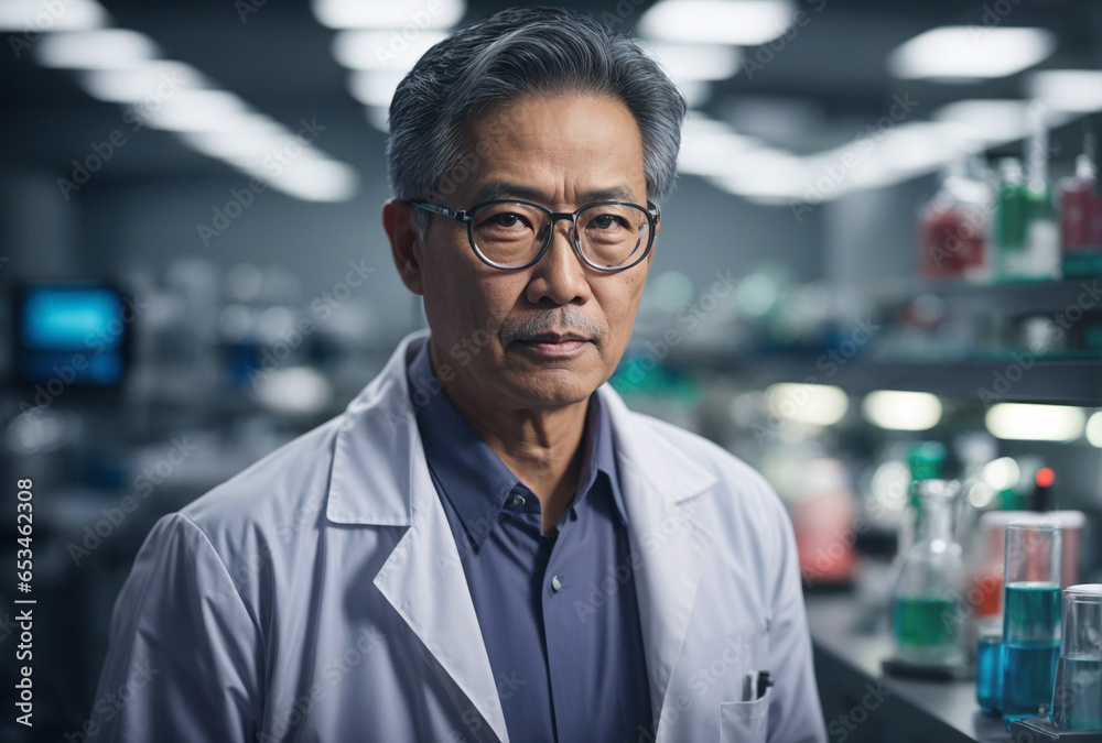 Asian male scientist portrait in the laboratory Asian male scientist portrait in the laboratory