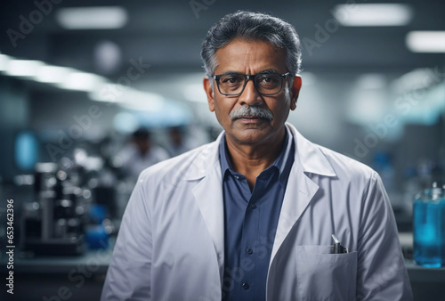 Indian male scientist portrait in the laboratory