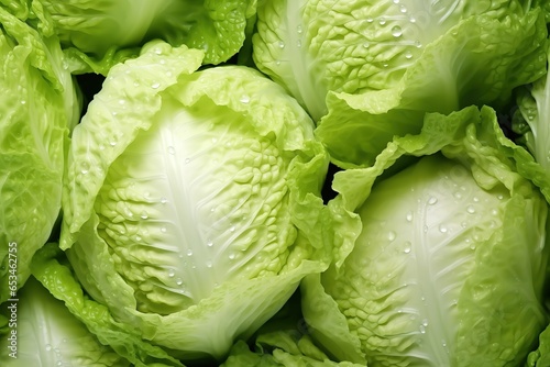 A close-up of a green cabbage with water droplets on it	
