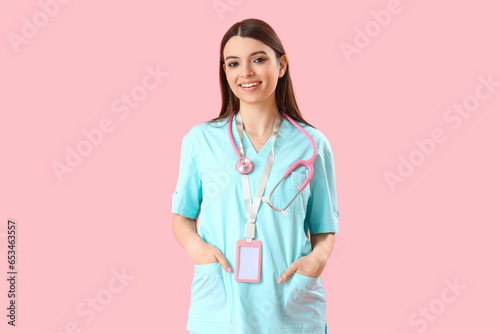 Female medical intern with ...