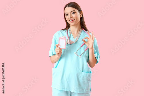 Female medical intern with ...