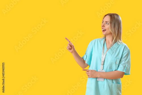 Female medical intern point...