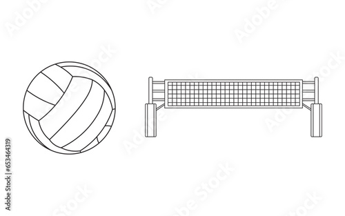 Hand drawn Cartoon Vector illustration volleyball net with ball sport icon Isolated on White Background