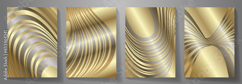 Gold elegant cover design set. Luxury vector art background for poster, brochure, invitation, note book, menu design, card, flyer. Creative set vector modern artistic illustration for design interior.