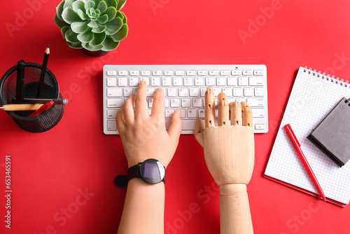 Female programmer using com...