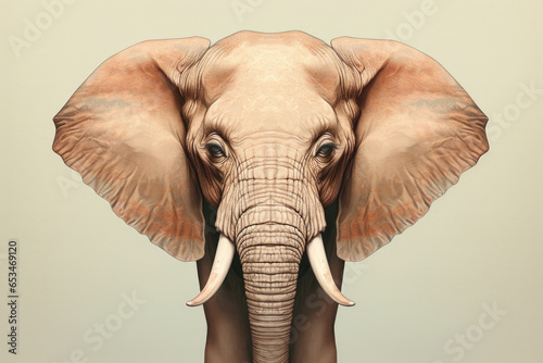 Portrait illustration of an elephant on a beige background