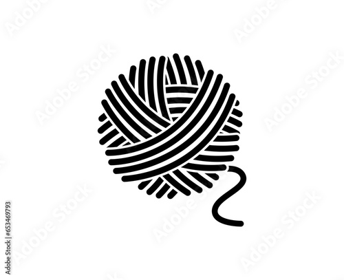 Yarn ball icon. Black line icon, illustration.